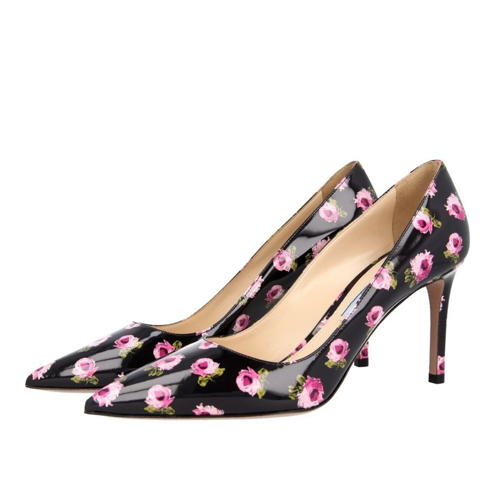 Prada Calzature Donna Vernice Rose Pointed Heels